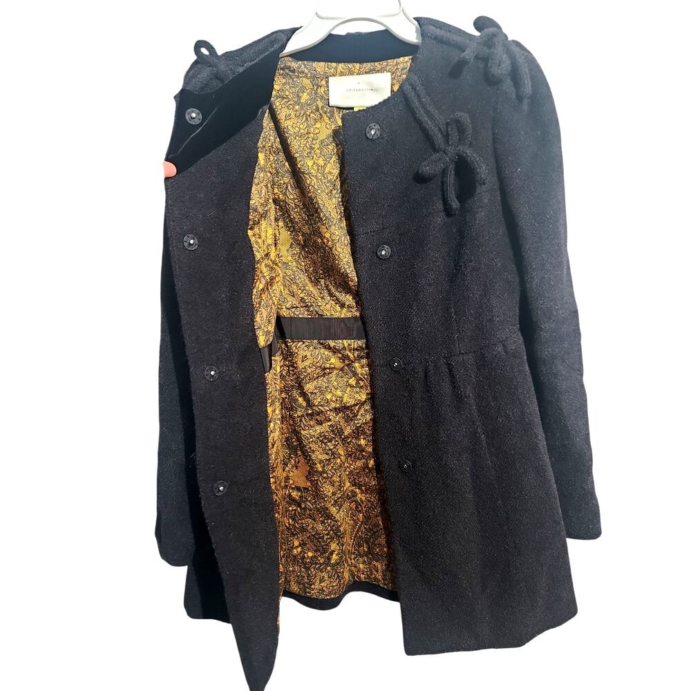 Anthropologie Leifsdottir Wool Peacoat Black Size 4 - Picture 4 of 6